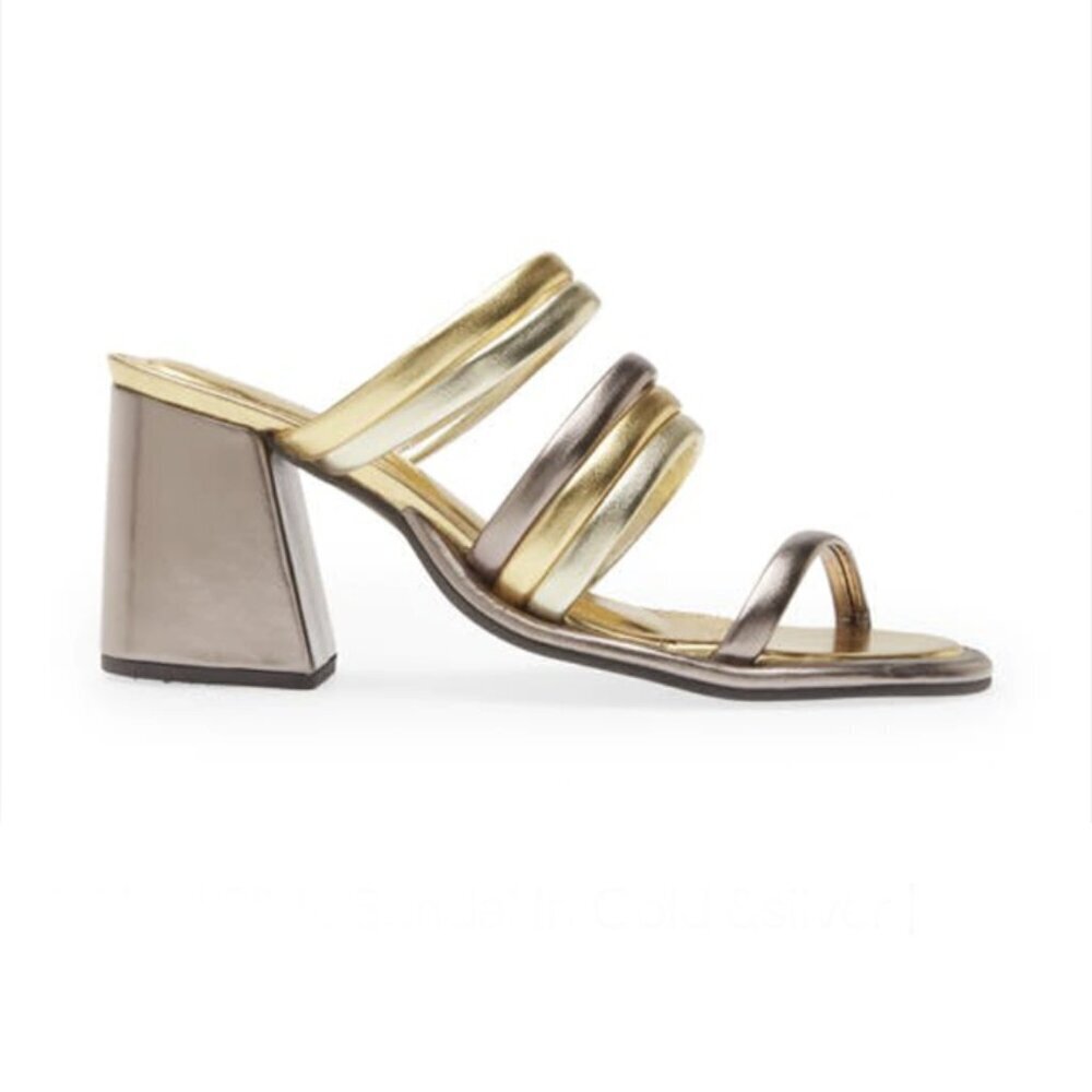 FARM Rio Sandal Block Heel Slide Gold